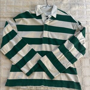 Green and White Long Sleeve Rugby Tee